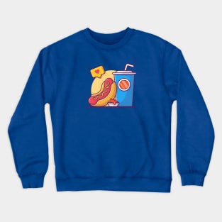 Hot dog, soda And Ketchup Cartoon Vector Icon Illustration Crewneck Sweatshirt